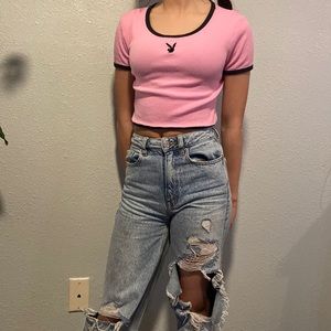 pacsun playboy bunny pink croptop